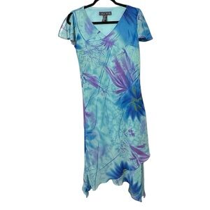 Vintage Y2K A Wild Thyme Sz 10 Blue Purple Asymmetric Midi Dress Ethereal Fairy